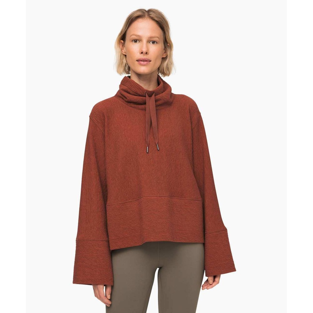 READ NO‎ SIZE Lululemon Retreat Yourself Pullover Mock Neck Sweater Orange Relax